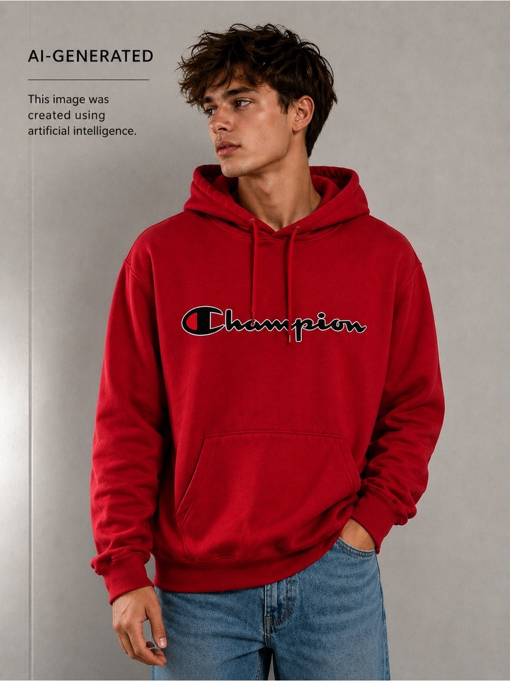 Champion Hoody sweatshirt Reverse Weave M  Red Black